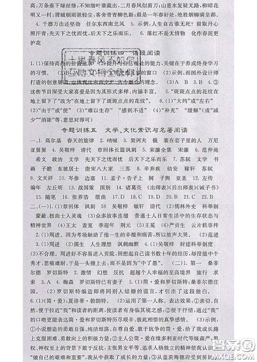 梯田文化2020春课堂点睛九年级语文下册人教版陕西答案