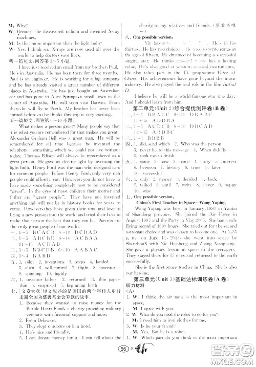 2020年考必胜名牌牛匹卷提优名卷英语九年级下册YL译林版参考答案