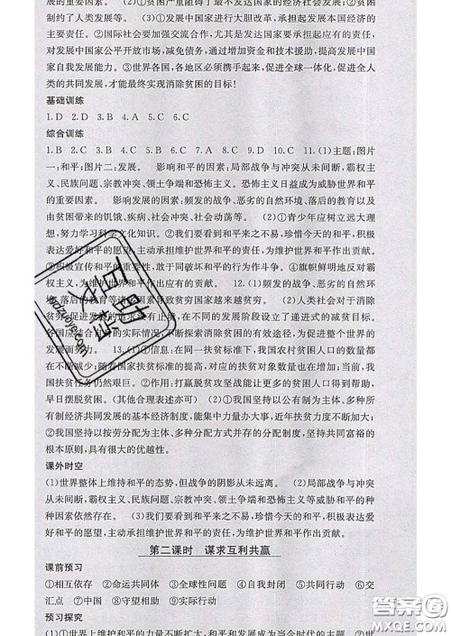 梯田文化2020春课堂点睛九年级政治下册人教版答案 梯田文化2020春课堂点睛九年级政治下册人教版答案