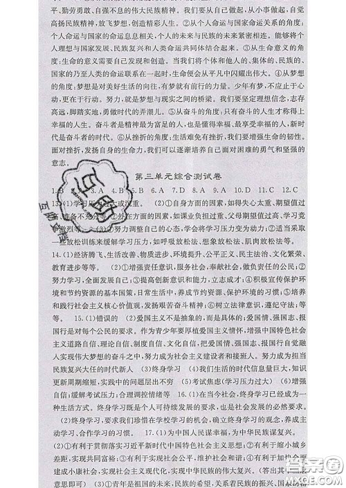 梯田文化2020春课堂点睛九年级政治下册人教版答案