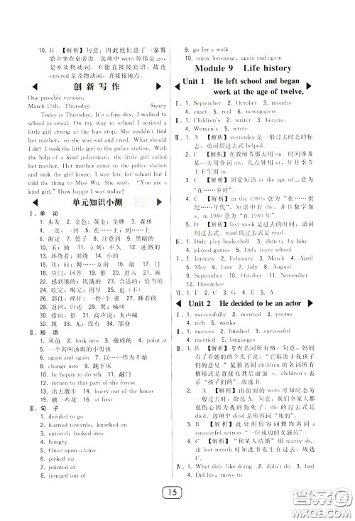 2020年北大绿卡课时同步讲练七年级下册英语外研新标准衔接版参考答案