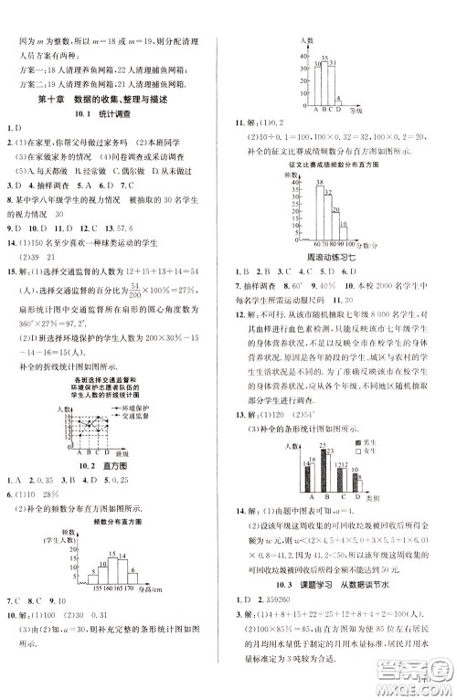 2020年原创讲练测课优新突破,数学七年级下RJ人教版参考答案