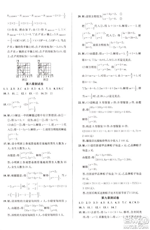 2020年原创讲练测课优新突破,数学七年级下RJ人教版参考答案