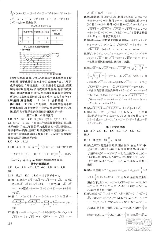 2020年原创讲练测课优新突破数学八年级下RJ人教版参考答案
