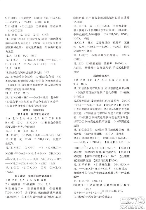 2020年原创讲练测课优新突破化学九年级下RJ人教版参考答案 2020年原创讲练测课优新突破化学九年级下RJ人教版参考答案