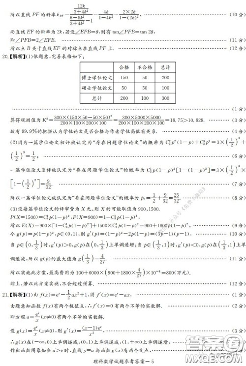 2020年河南省实验中学高三假期自主测试理科数学试题及答案