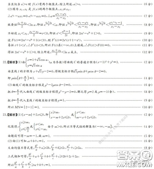 2020年河南省实验中学高三假期自主测试理科数学试题及答案