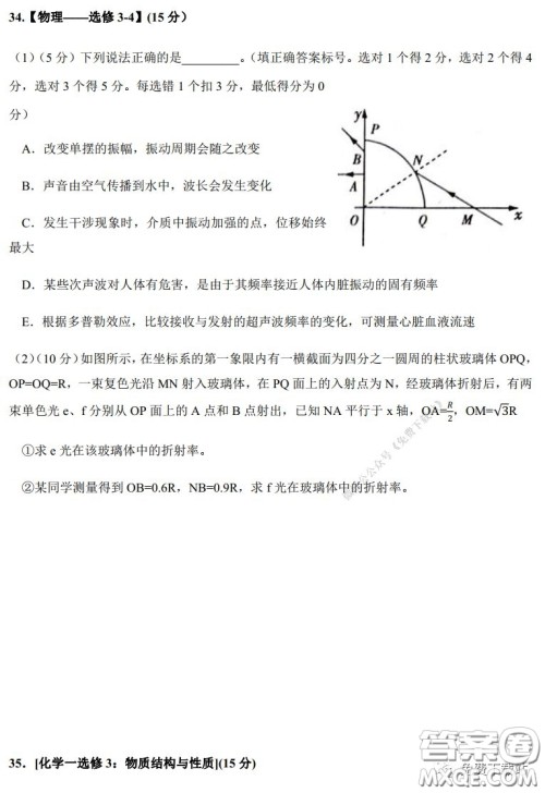 2020年河南省实验中学高三假期自主测试理科综合试题及答案