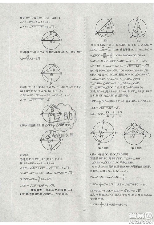 2020年创新课堂创新作业本九年级数学下册沪科版答案