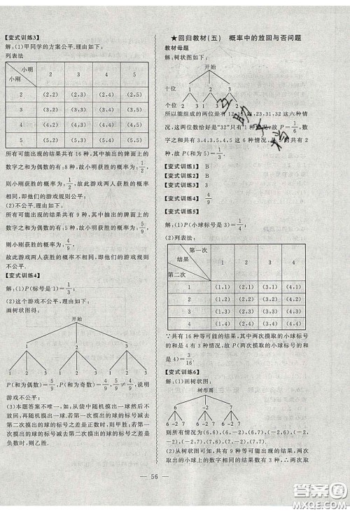 2020年创新课堂创新作业本九年级数学下册沪科版答案