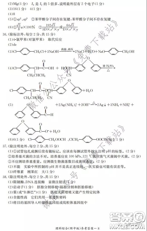 炎德英才大联考湖南师大附中2020届高三月考试卷六理科综合试题及答案 炎德英才大联考湖南师大附中2020届高三月考试卷六理科综合试题及答案
