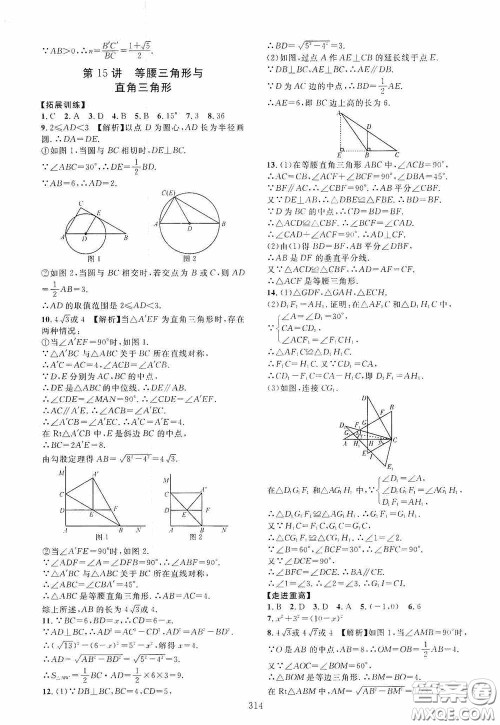 2020走进重高培优讲义专题集训数学初中综合教练第二版答案