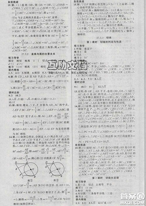 2020年黄冈金牌之路练闯考九年级数学下册华师版答案 2020年黄冈金牌之路练闯考九年级数学下册华师版答案