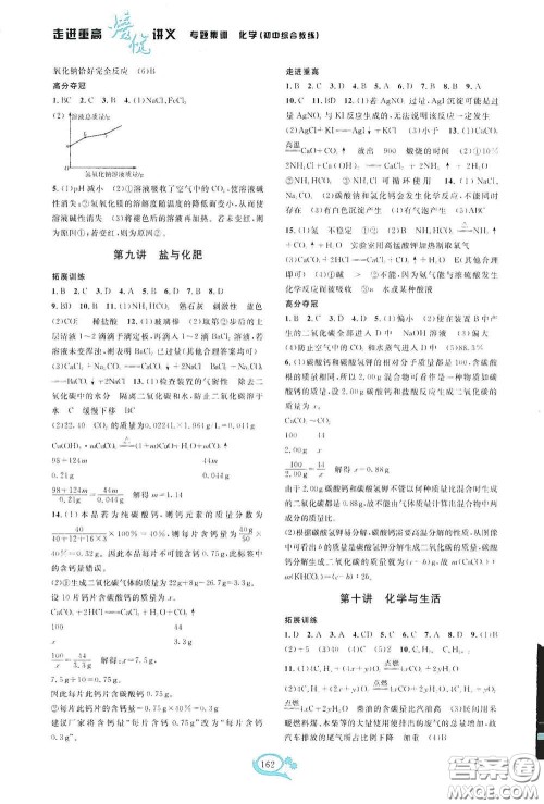 2020走进重高培优讲义专题集训化学初中综合教练第二版答案