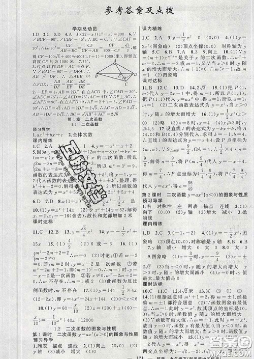 2020年黄冈金牌之路练闯考九年级数学下册湘教版答案