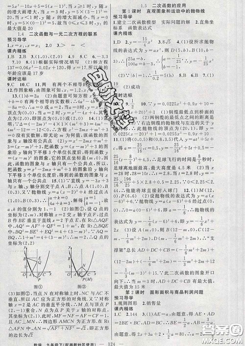 2020年黄冈金牌之路练闯考九年级数学下册湘教版答案