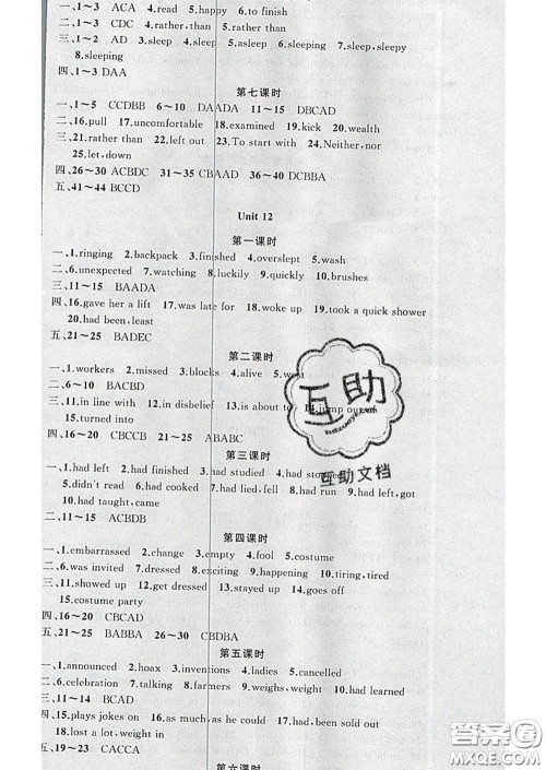 2020年黄冈金牌之路练闯考九年级英语下册人教版答案