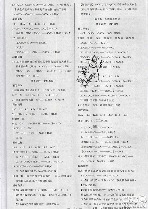 2020年黄冈金牌之路练闯考九年级化学下册沪教版答案