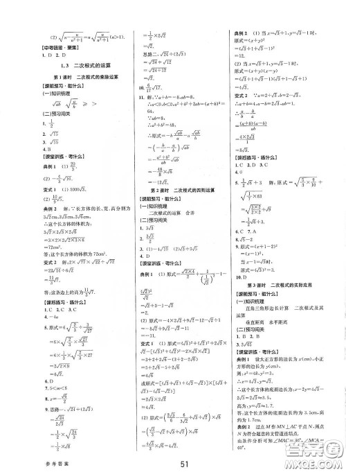 天津科学技术出版社2020初中新学案优化与提高八年级数学下册B版答案