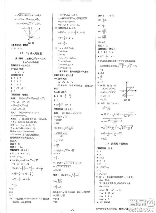 天津科学技术出版社2020初中新学案优化与提高八年级数学下册B版答案