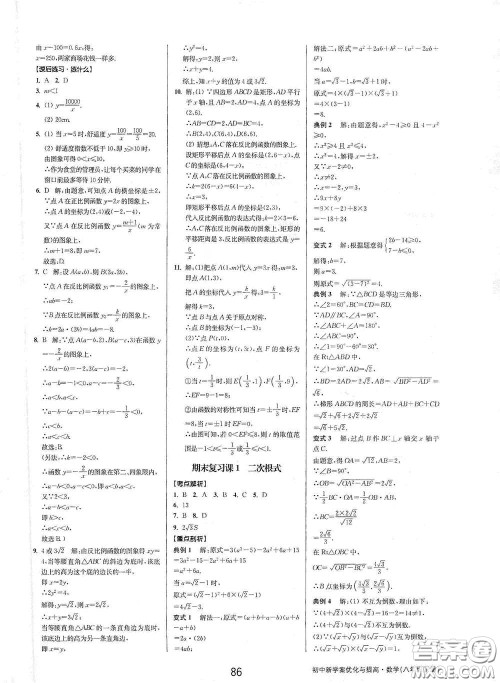 天津科学技术出版社2020初中新学案优化与提高八年级数学下册B版答案