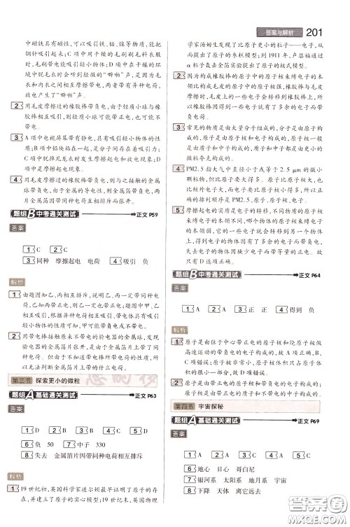 2020年王后雄初中教材完全解读八年级下册物理SKWL苏科版参考答案