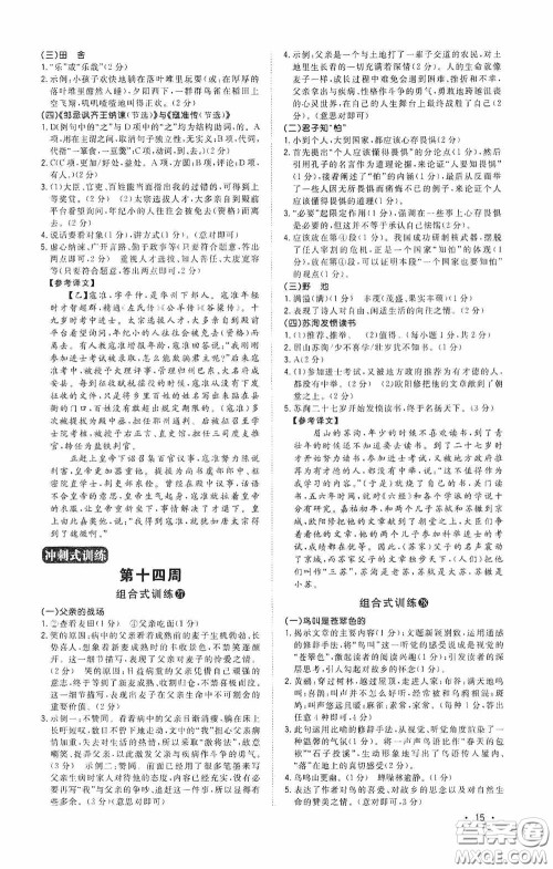 江西教育出版社2020新概念阅读初中语文阅读组合式训练中考版浙江版答案