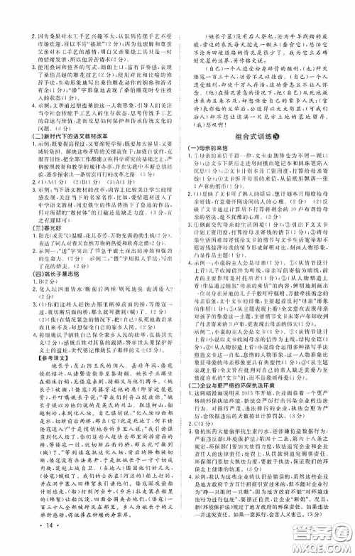 江西教育出版社2020新概念阅读初中语文阅读组合式训练中考版浙江版答案