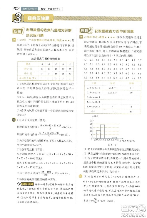 2020年王后雄初中教材完全解读七年级下册数学ZJSX浙教版参考答案