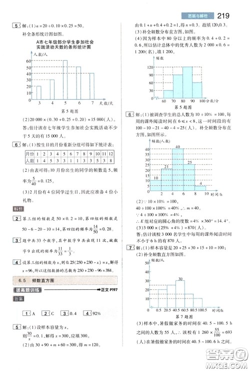 2020年王后雄初中教材完全解读七年级下册数学ZJSX浙教版参考答案