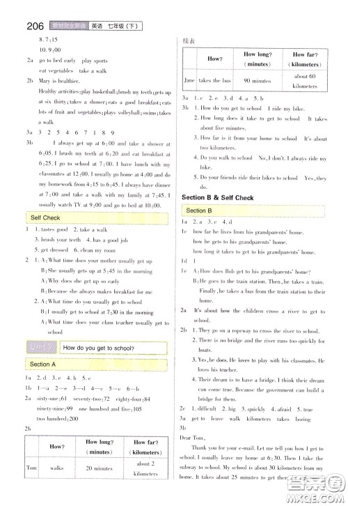 2020年王后雄初中教材完全解读七年级下册英语RJYY人教版参考答案 2020年王后雄初中教材完全解读七年级下册英语RJYY人教版参考答案