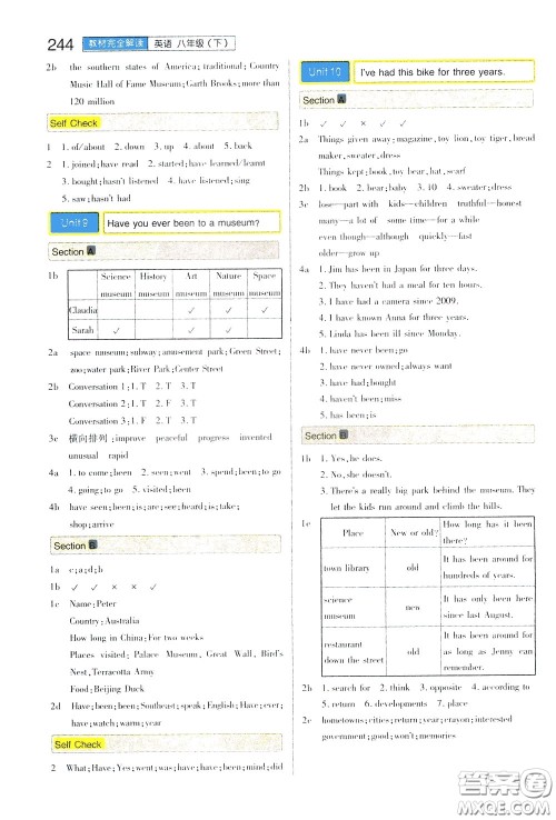 2020年王后雄初中教材完全解读八年级下册英语RJYY人教版参考答案 2020年王后雄初中教材完全解读八年级下册英语RJYY人教版参考答案