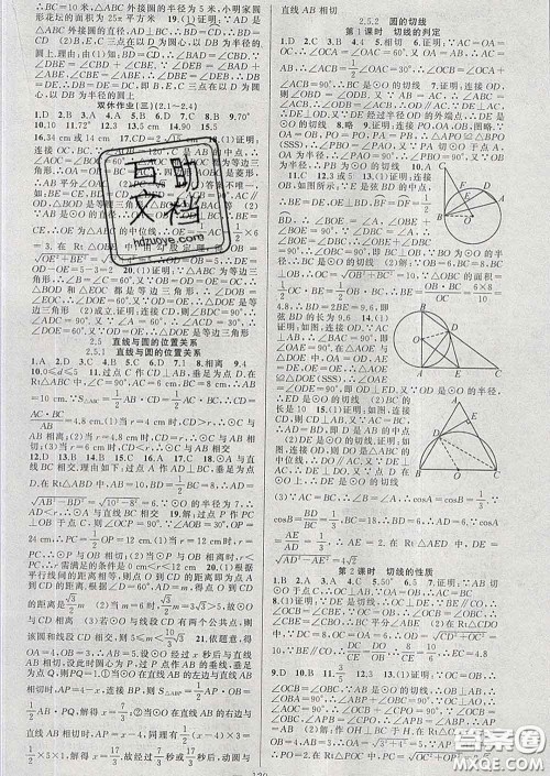 新疆青少年出版社2020春黄冈100分闯关九年级数学下册湘教版答案