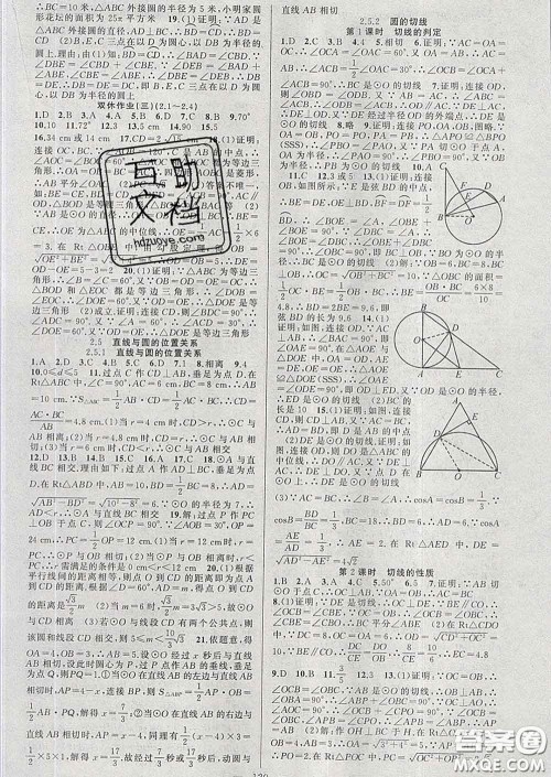 新疆青少年出版社2020春黄冈100分闯关九年级数学下册湘教版答案