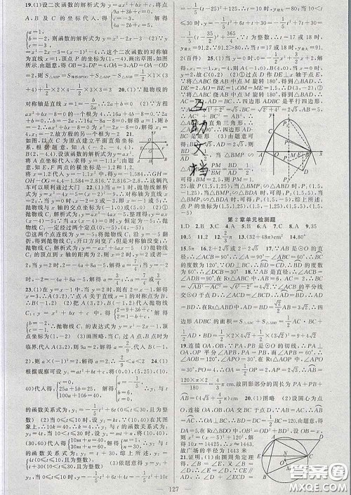 新疆青少年出版社2020春黄冈100分闯关九年级数学下册湘教版答案