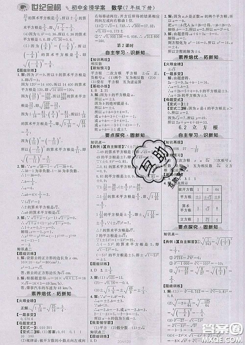 2020新版世纪金榜金榜学案七年级数学下册人教版答案