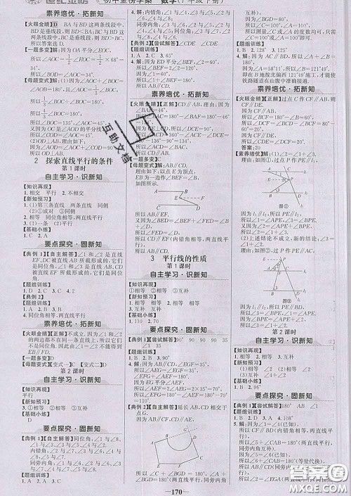 2020新版世纪金榜金榜学案七年级数学下册北师版答案 2020新版世纪金榜金榜学案七年级数学下册北师版答案