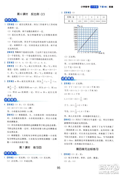 2020年学而思基本功同步练小学数学6年级下册BS北师版参考答案 2020年学而思基本功同步练小学数学6年级下册BS北师版参考答案