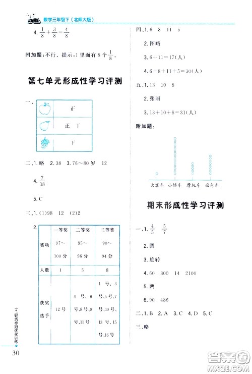 2020年1+1轻巧夺冠优化训练三年级下册数学北师版参考答案