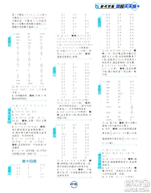2020年常规天天练计算提优三年级下册数学SJ苏教版参考答案