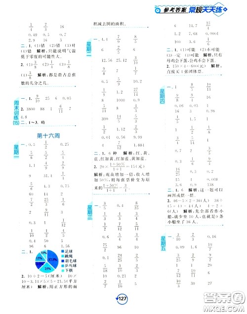 2020年常规天天练计算提优六年级下册数学SJ苏教版参考答案