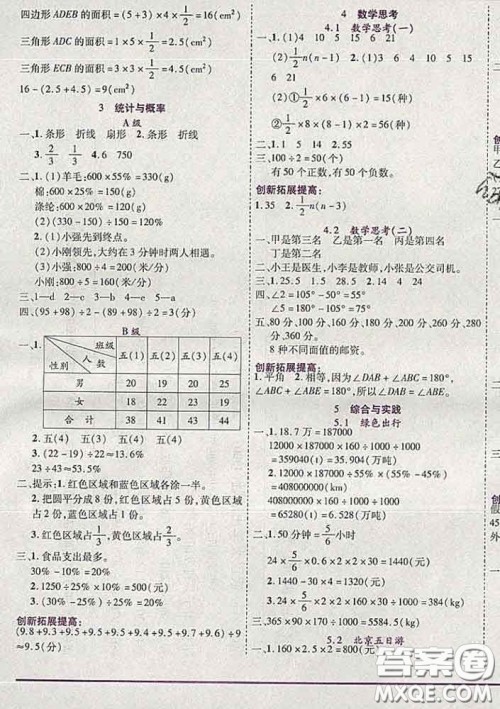 2020新版新全优全优备考六年级数学下册人教版答案