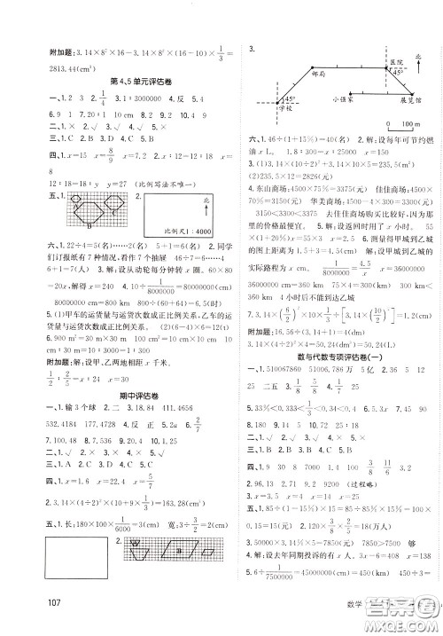 2020年英才小状元同步优化练与测六年级下册数学RJ人教版参考答案