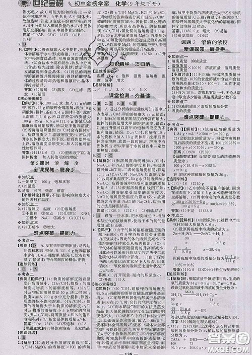 2020新版世纪金榜金榜学案九年级化学下册人教版答案