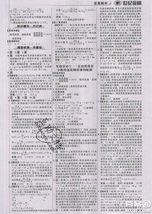 2020新版世纪金榜金榜学案九年级化学下册人教版答案