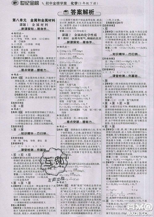 2020新版世纪金榜金榜学案九年级化学下册人教版答案