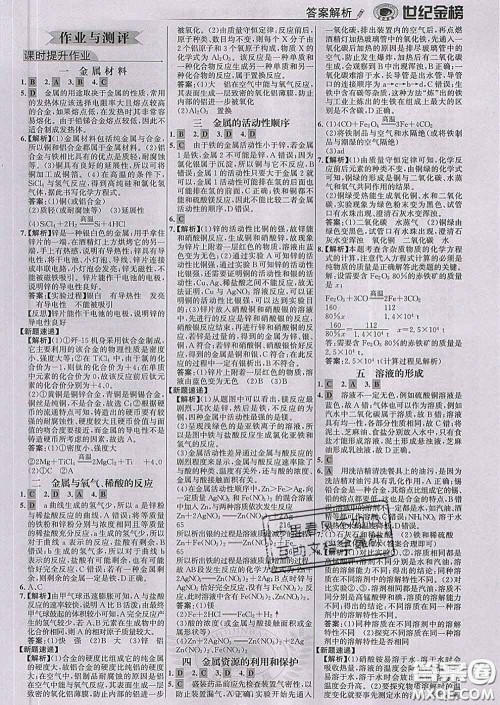 2020新版世纪金榜金榜学案九年级化学下册人教版答案