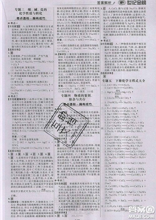 2020新版世纪金榜金榜学案九年级化学下册鲁教版答案 2020新版世纪金榜金榜学案九年级化学下册鲁教版答案