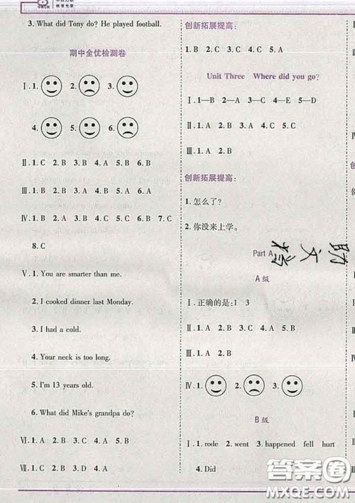 2020新版新全优全优备考六年级英语下册人教版答案