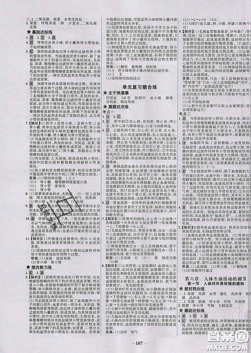 2020春世纪金榜百练百胜七年级生物下册人教版答案 2020春世纪金榜百练百胜七年级生物下册人教版答案